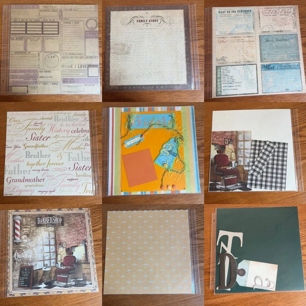 Mixed 12x12 Scrapbook Paper Lot 20 Sheets 22 Protectors Family Tree Halloween